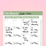 Monthly Calendar Spread: FREE A5 Sample Printable - GirlGottaChange