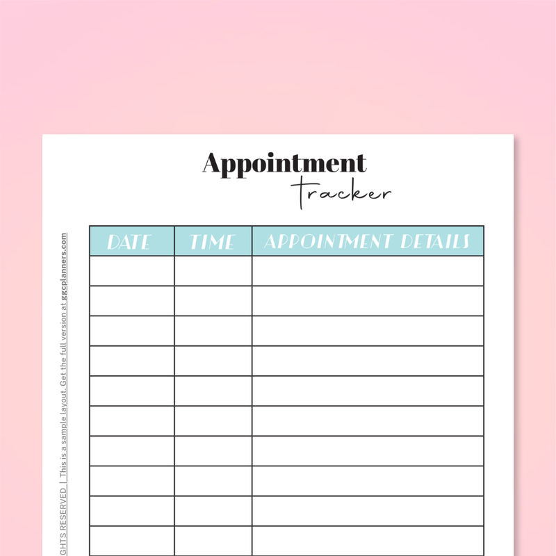 The Mom System Appointment Tracker : FREE A5 Sample Printable - GirlGottaChange