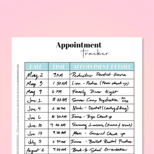 The Mom System Appointment Tracker : FREE A5 Sample Printable - GirlGottaChange
