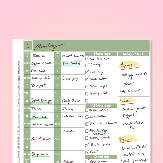 The Mom System Daily Planning Spread : FREE A5 Sample Printable - GirlGottaChange