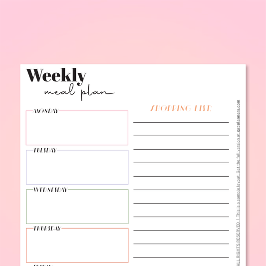 The Mom System Weekly Meal Plan : FREE A5 Sample Printable - GirlGottaChange