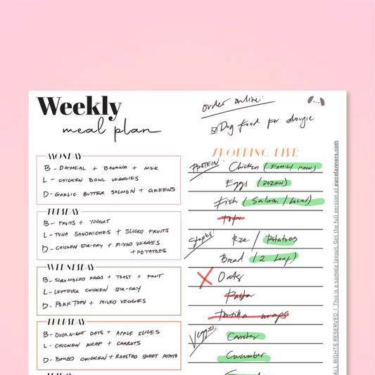 The Mom System Weekly Meal Plan : FREE A5 Sample Printable - GirlGottaChange