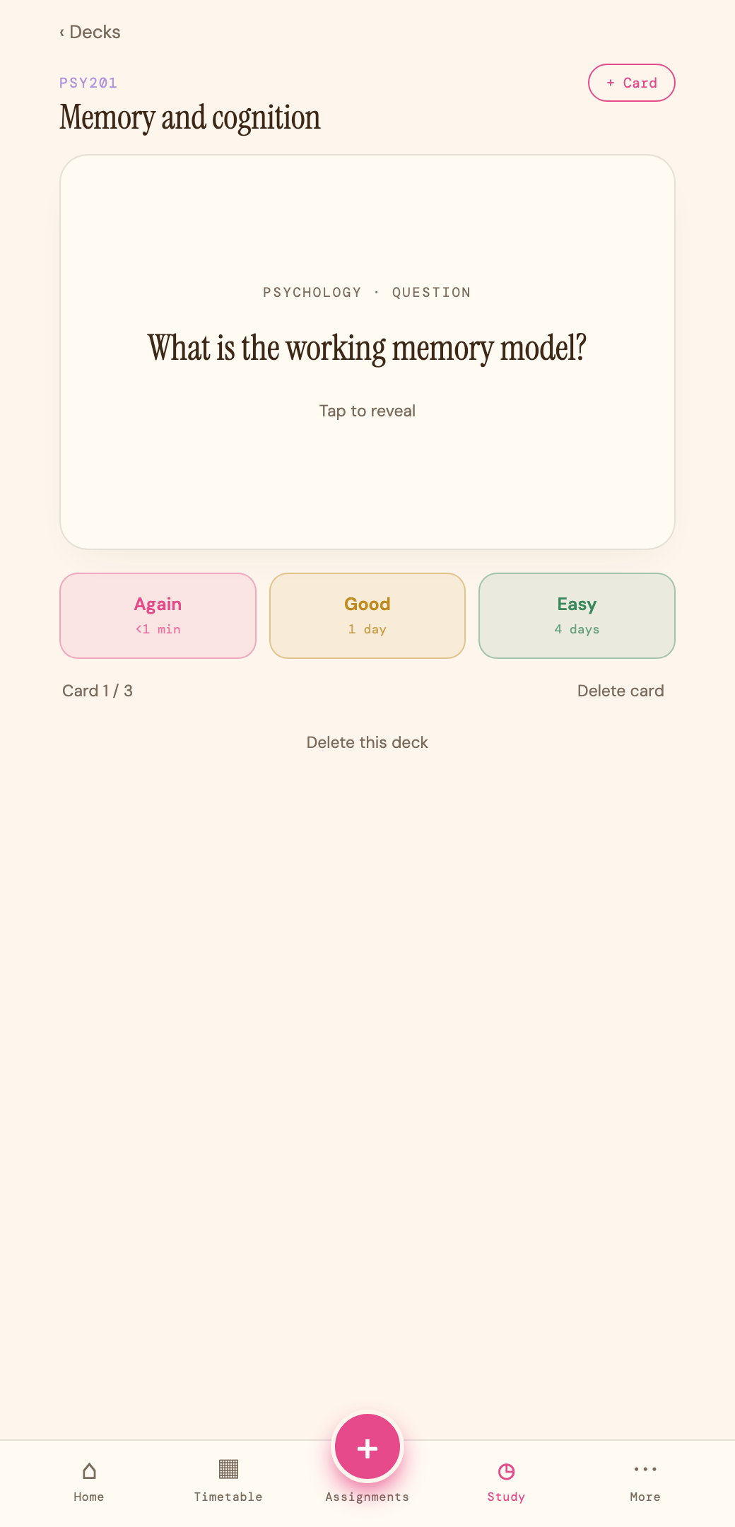 Studying a flashcard deck