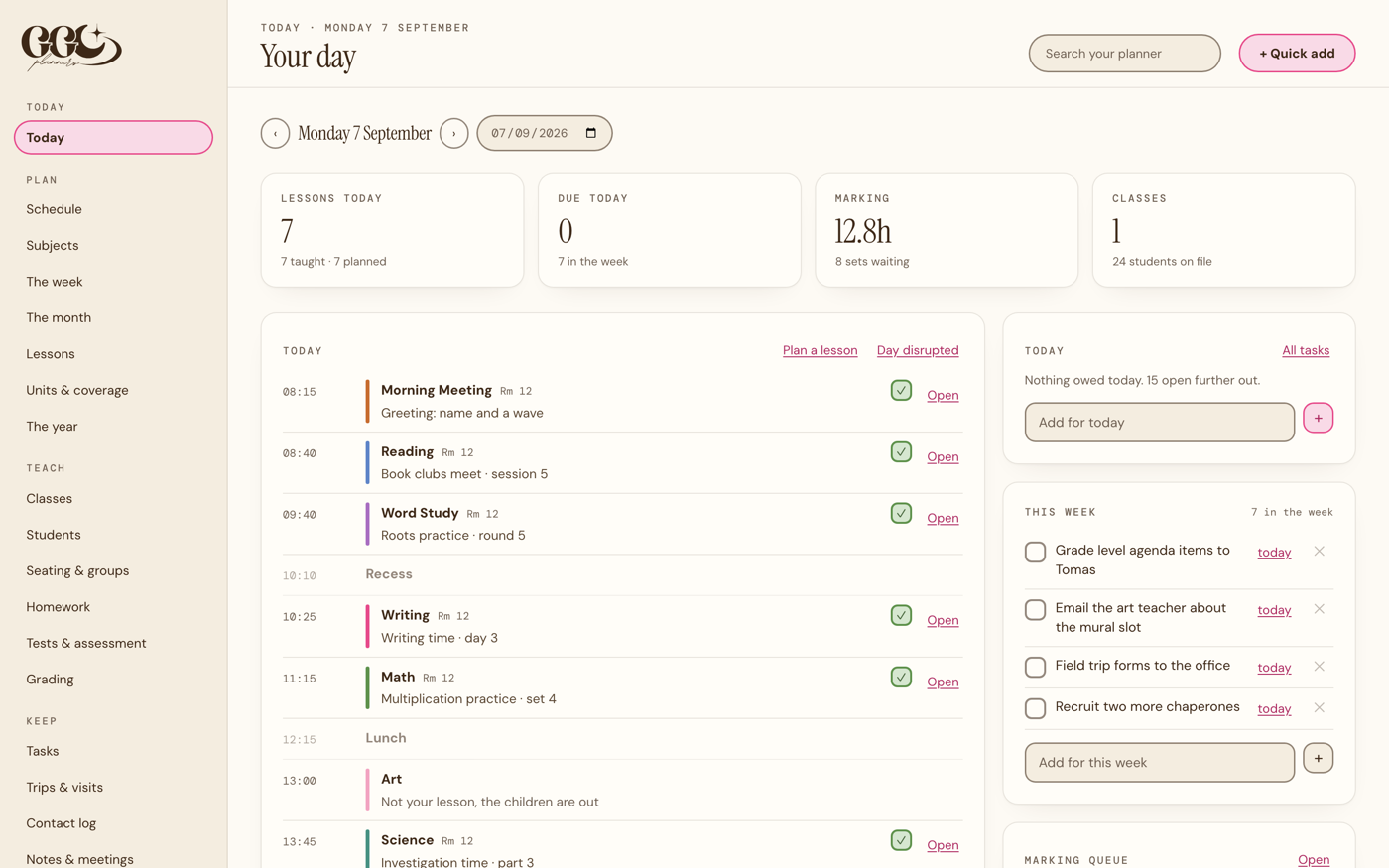 The day, read from the same grid